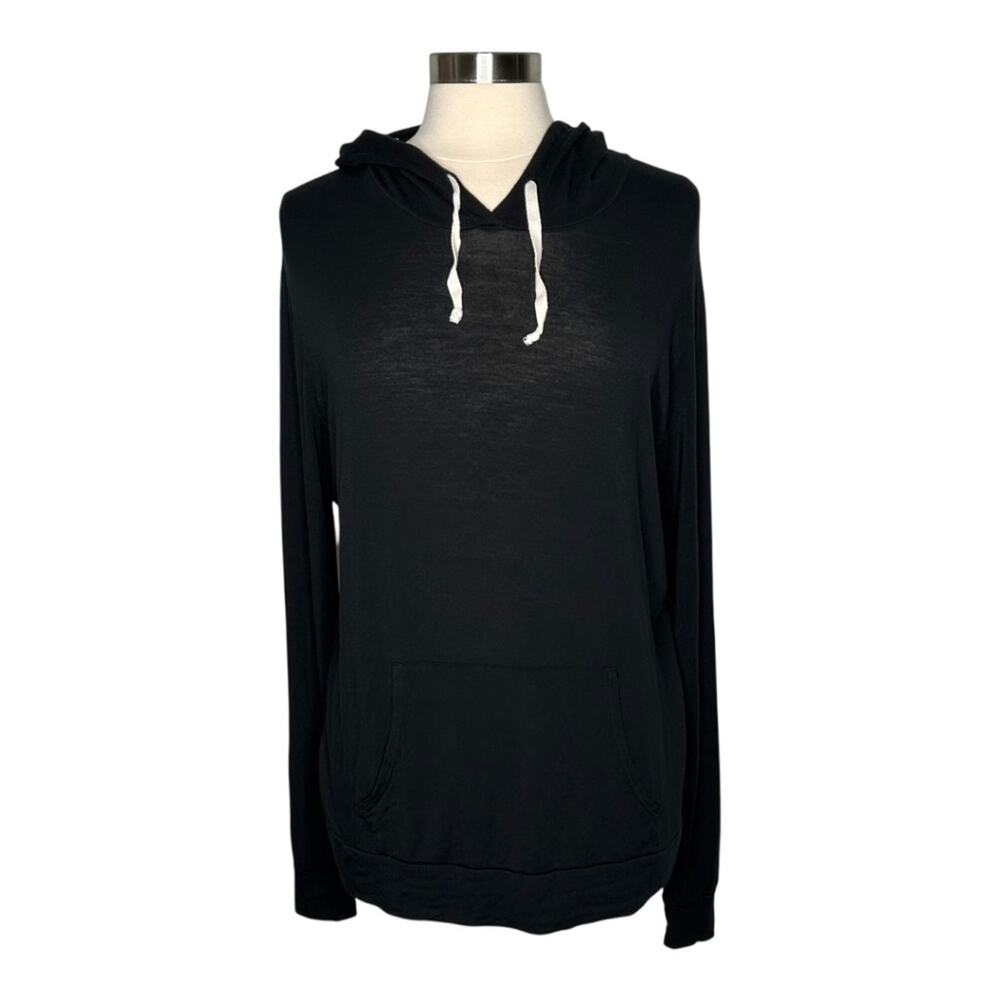 Joah Brown Hoodie Black Modal Blend Kangaroo Pocket One Size